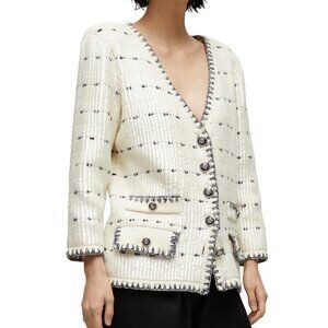 Veronica Beard Ceriani M Sequin Cotton Knit Sweater/Blazer